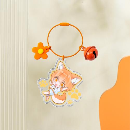 【Q版组】5cm橙色小花夹层钥匙扣